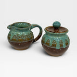 Sugar & Creamer, Aztec Design - shino, seamist, opal