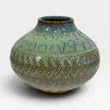 Vase with Aztec Designs - light gold, seamist, opal