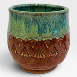 Wine Cup, Aztec Design - shino, seamist