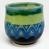 Wine Cup, Aztec Design - green, blue, purple