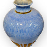 Vase - drippy periwinkle with gold luster