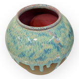 Vase -blue green drippy