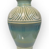 Vase - green blue with lines