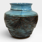 Vase, carved - norse blue