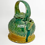 Tea Kettle - shiny green & gold