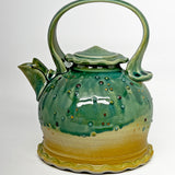 Tea Kettle - shiny green & gold