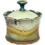 Lidded Jar - sea green & gold