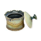 Lidded Jar - sea green & gold