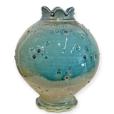 Vase - teal with skulls