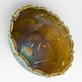 Serving Bowl with Scalloped Rim - green & gold