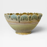 Serving Bowl with Scalloped Rim - green & gold