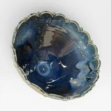Serving Bowl with Scalloped Rim - blue & gold