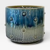 Tea Bowl with Skulls - ash blue