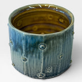 Tea Bowl with Skulls - ash blue