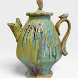 Teapot - streaky yellow and green