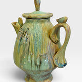 Teapot - streaky yellow and green