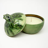 Lidded Candle Bowl, leaf knob