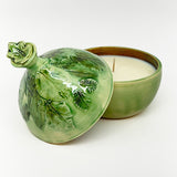 Lidded Candle Bowl, leaf knob 2