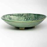 Bowl - green with botanical imprints