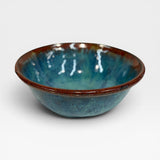 Serving Bowl, sm - blue with rolled copper rim