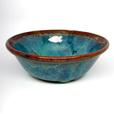 Serving Bowl, SM - blue with thin copper stripe