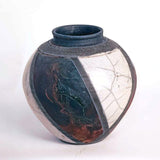 Raku Vase - Diagonal Striped