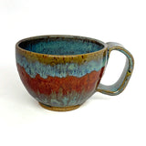 Latte Cup -  baja blue with copper stripe