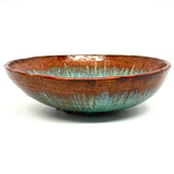 Serving Bowl, LG -  shallow with copper red rim 2