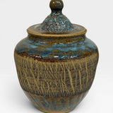 Canister - blue with brown crackle