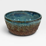 Serving Bowl, sm - blue & copper with heavy texture
