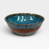 Serving Bowl, med - blue with copper stripe