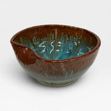 Heart Batter Bowl, sm - blue with copper rim