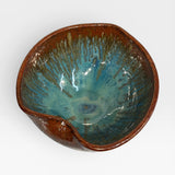 Heart Batter Bowl, sm - blue with copper rim