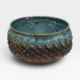 Centerpiece Bowl, med - blue with copper rope texture