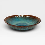 Pasta Bowl - blue with copper rim