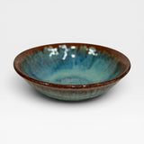 Shallow Bowl, sm - blue with copper rim