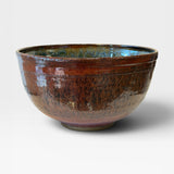 Serving Bowl, large - blue with copper red