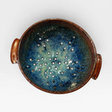Colander, sm - blue with dark copper red