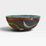 Serving Bowl, MED - Copper Red and Blue Rim