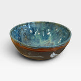 Serving Bowl, MED - Copper Red and Blue Rim