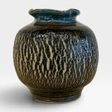 Vase - Sodium Silicate with Blue Wavy Rim