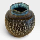 Vase - Sodium Silicate with Blue Wavy Rim