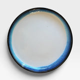 Plate - white with black/blue lip