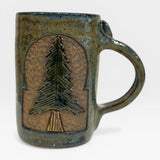 Window Mug, LG - Pine with Blue/Gold Glaze
