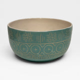 Soup Bowl, carved - teal