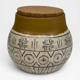 Jar with Cork Lid - bone and ochre