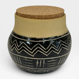 Jar with Cork Lid - black and beige