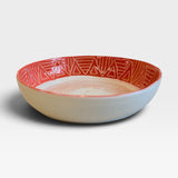 Bowl, sm shallow - carved orange rim