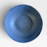 Bowl, sm shallow - matte blue with carved black