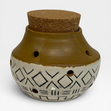 Garlic Keeper with Cork Lid - bone and amber